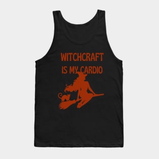 Witchcraft Is My Cardio Vintage Halloween Bat Black Cat Spooky Goth Witch Thrift Store Emo Horror Retro Super Cool Best Gift Tank Top